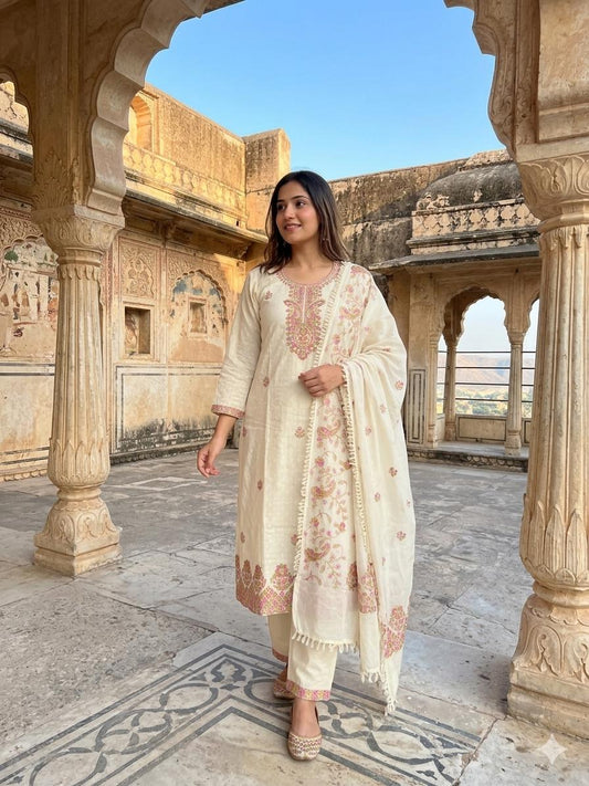 Ethereal Off-White & Pastel Pink 3-Piece Festive Salwar Suit