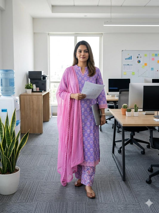 Cotton lavender Kurti