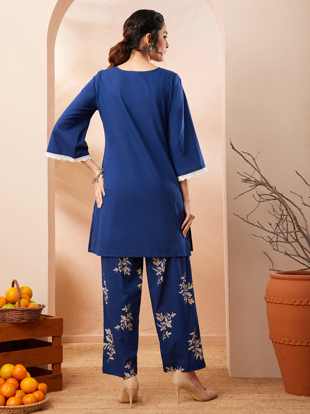 Navy Blue Colour Cotton Kurti