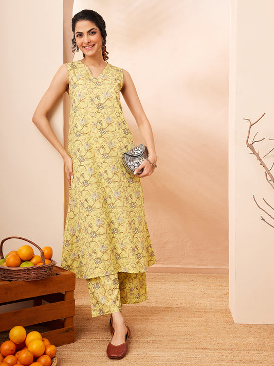 Pure Cotton Coord set yellow colour