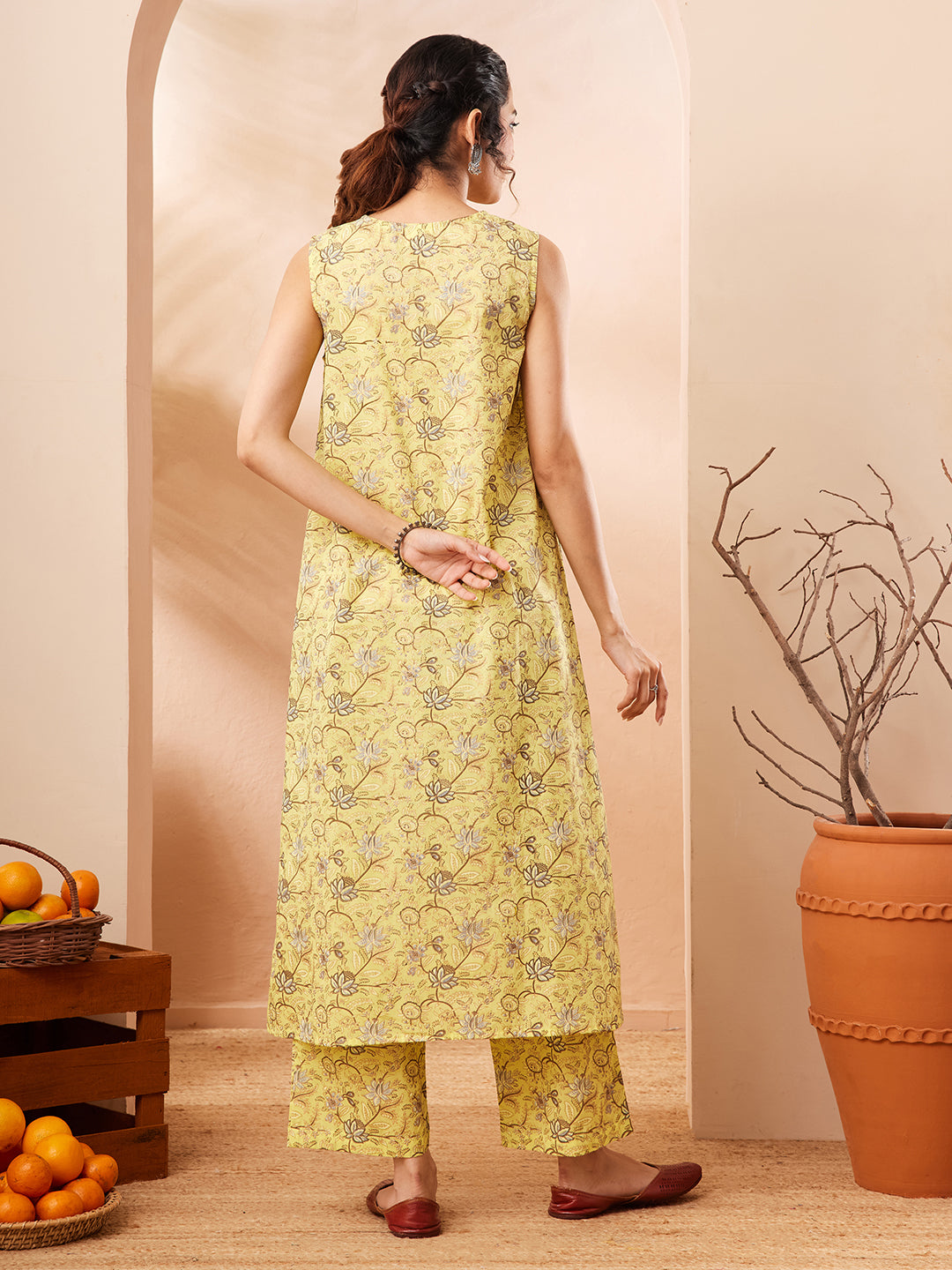 Pure Cotton Coord set yellow colour