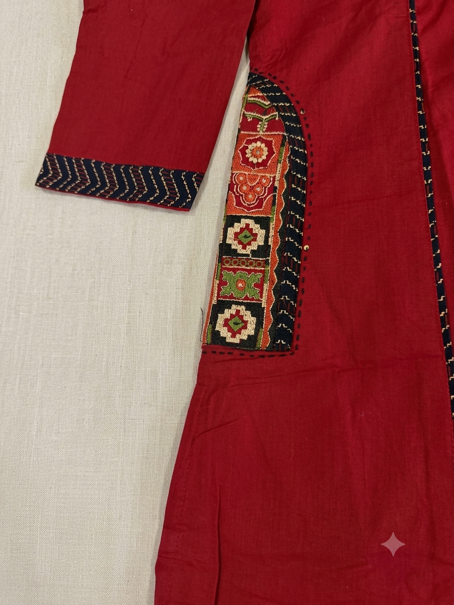 Deep RED Cotton Kurta Set