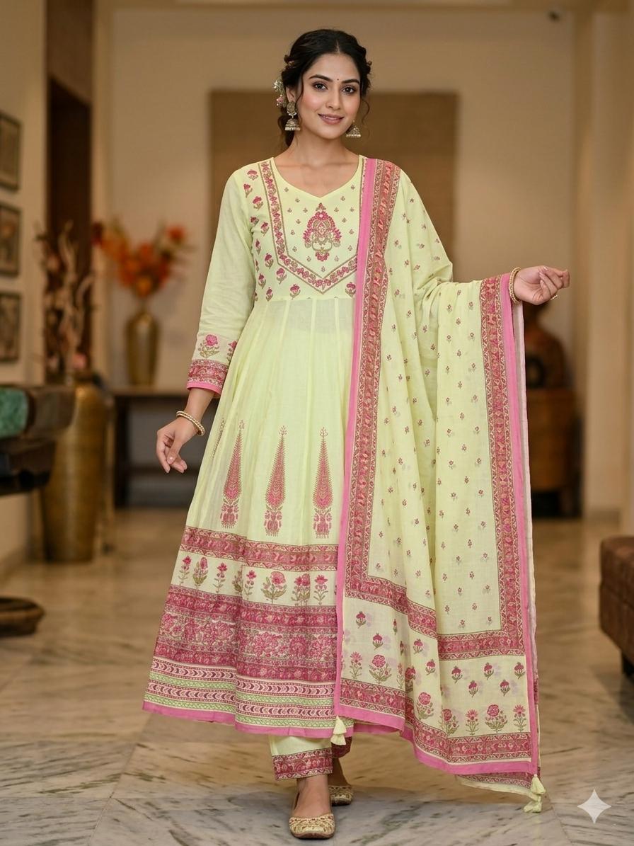 Pure Cotton With Hand Work and Digital Printing