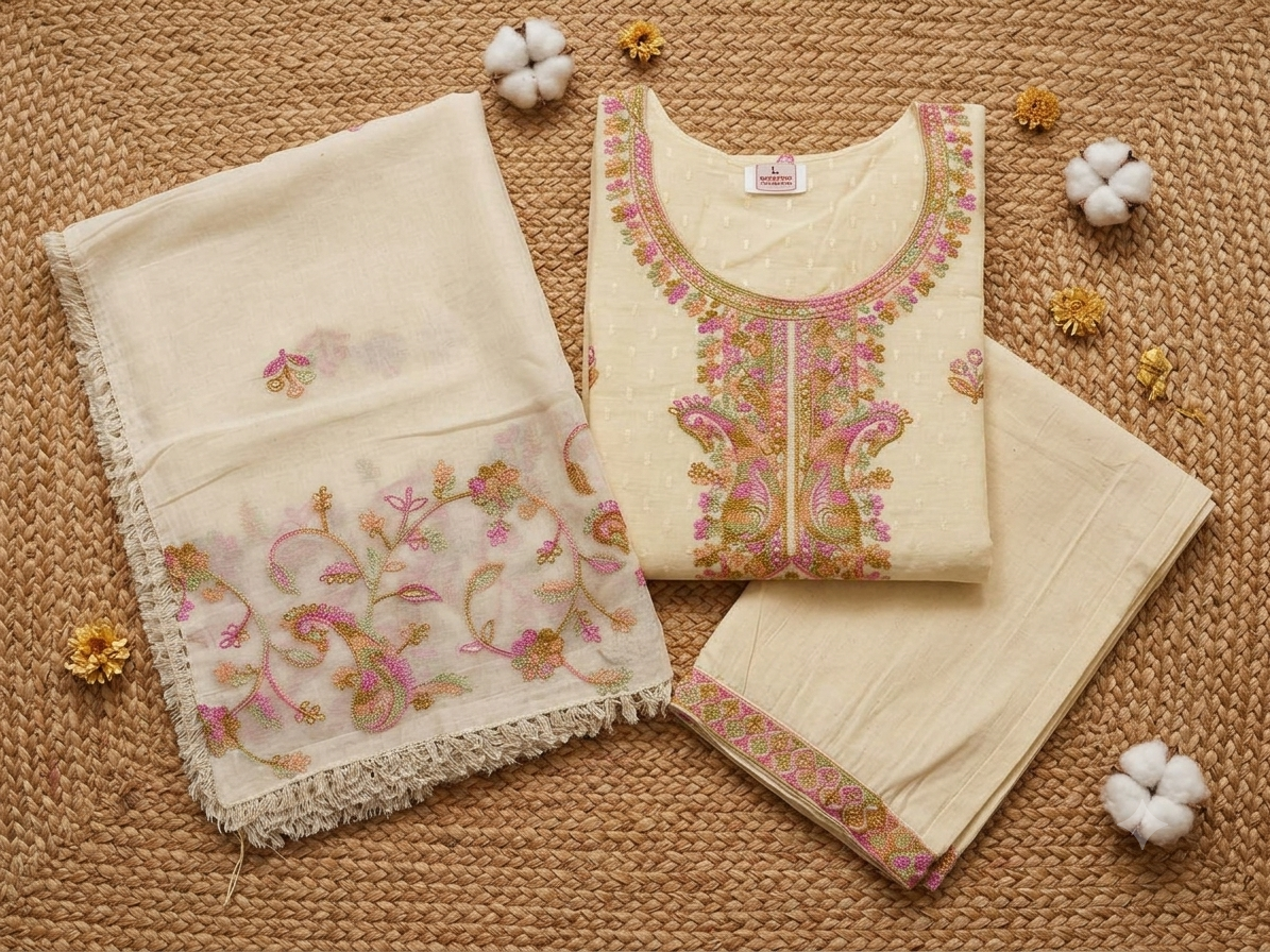 Ethereal Off-White & Pastel Pink 3-Piece Festive Salwar Suit