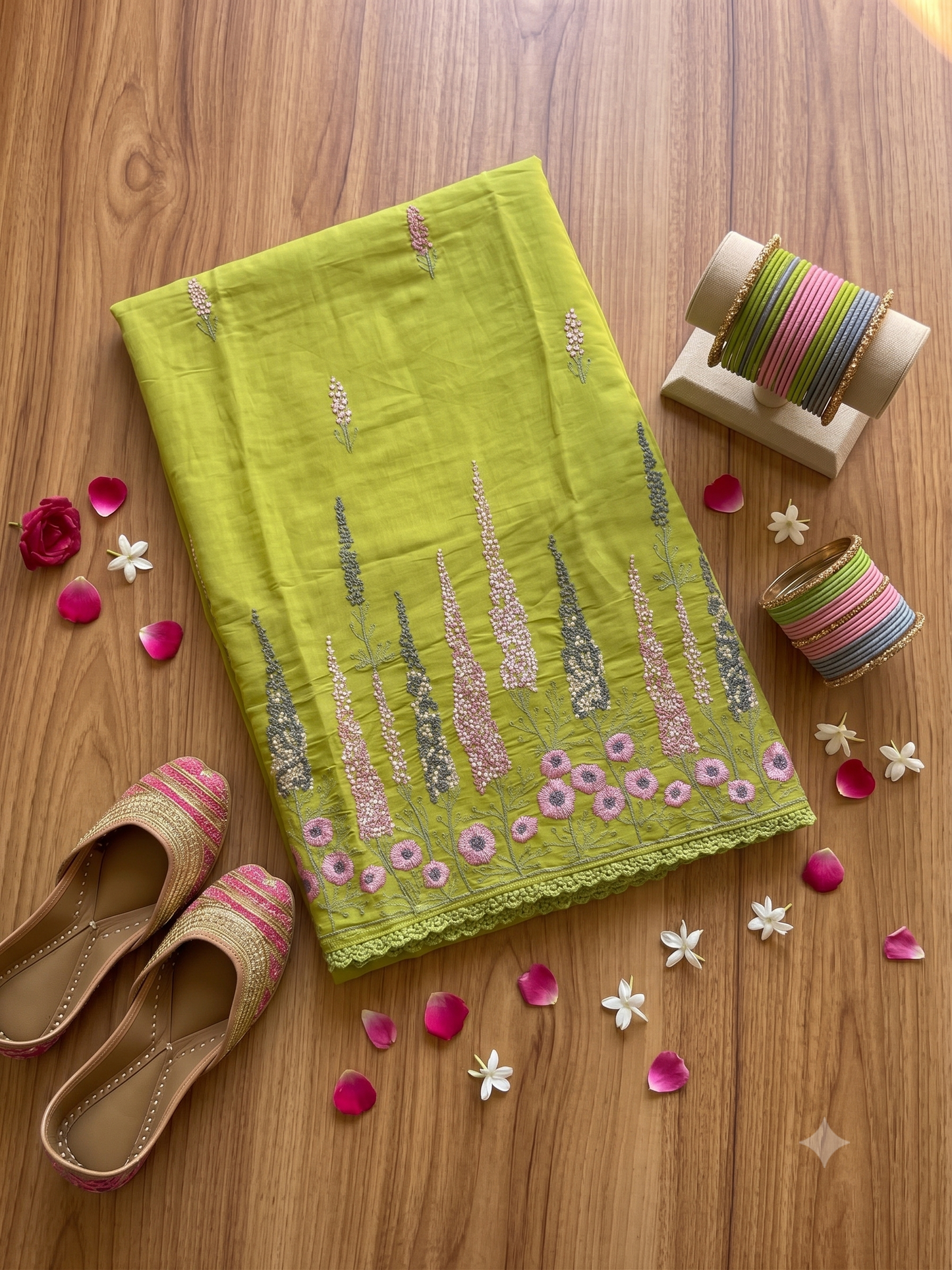 Mul Chanderi with heavy Embroidery