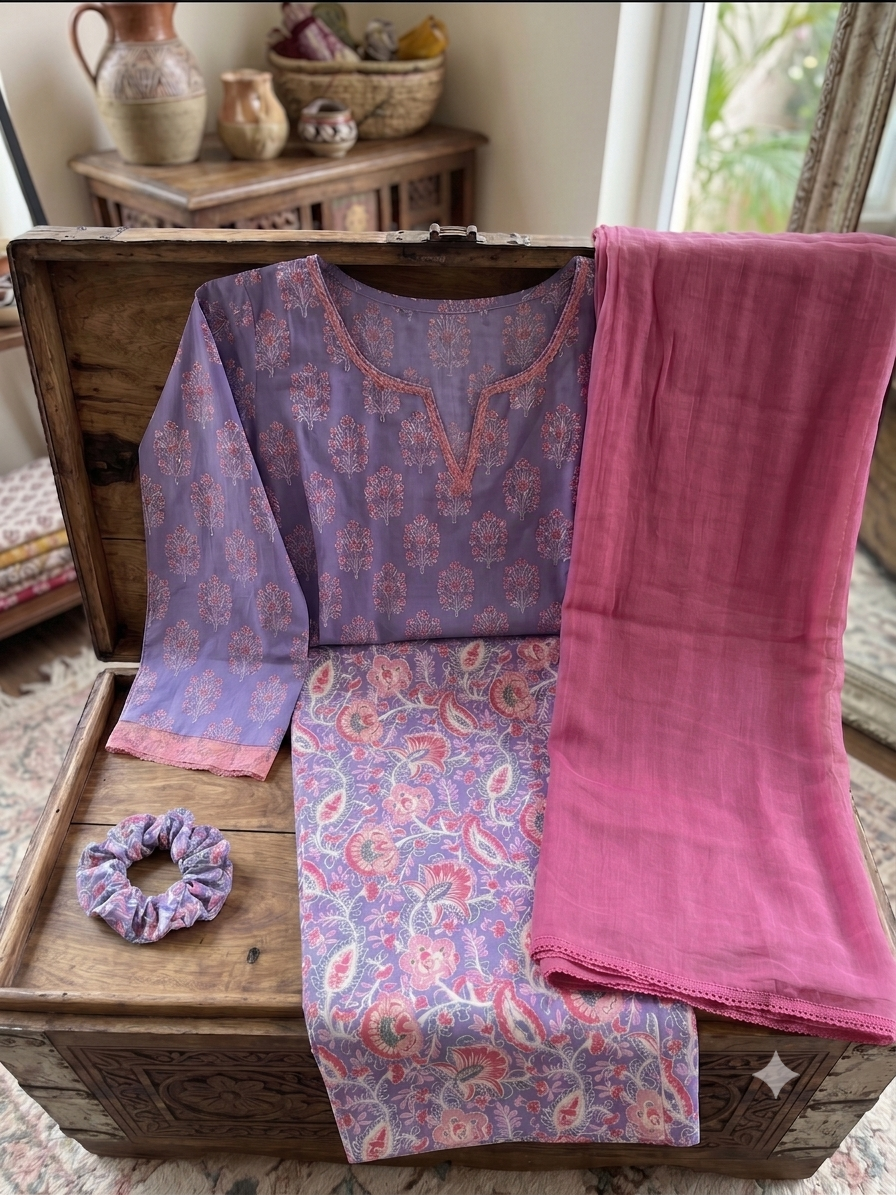 Cotton lavender Kurti