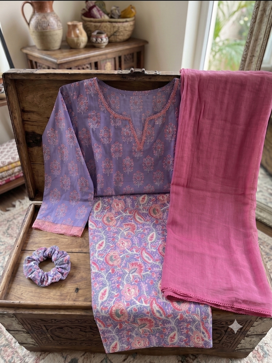 Cotton lavender Kurti
