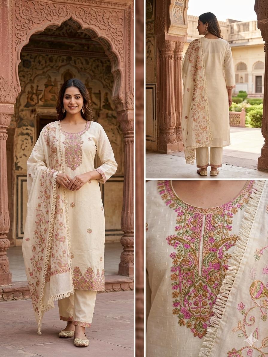 Ethereal Off-White & Pastel Pink 3-Piece Festive Salwar Suit