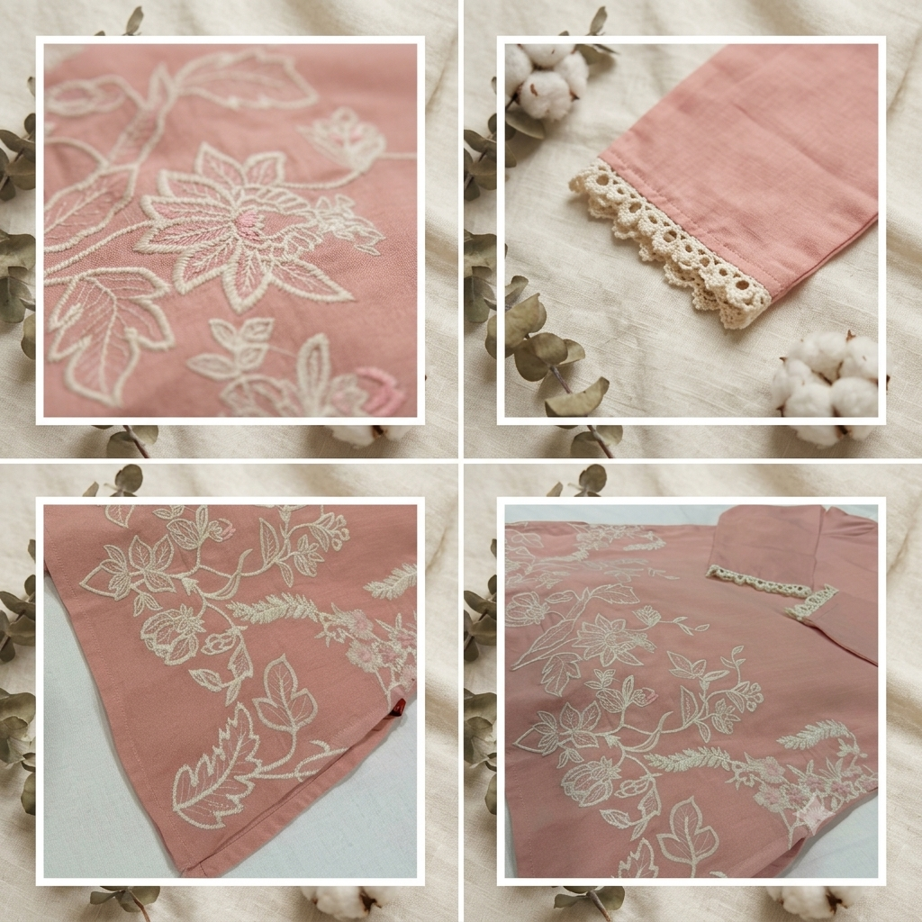 Rose-Peach Embroidered Co-ord Set