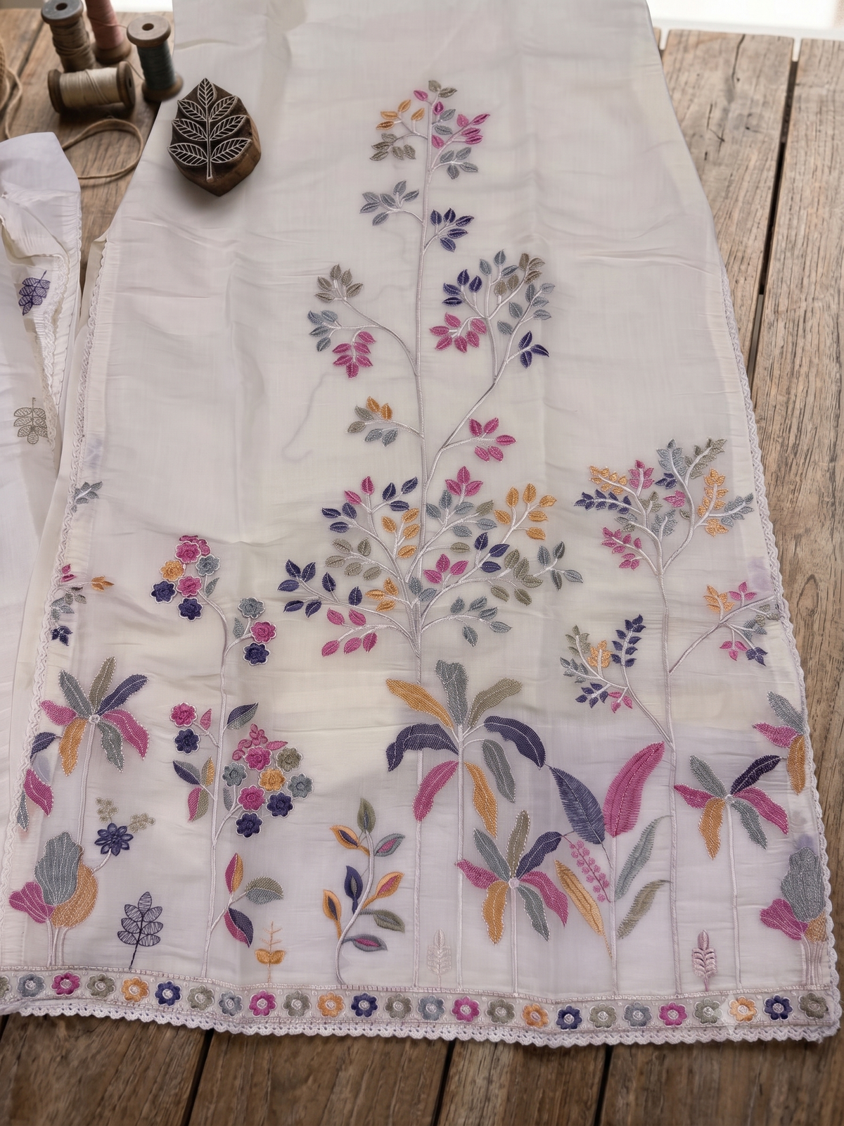 Pure white colour cotton kurti with elegant embroidery